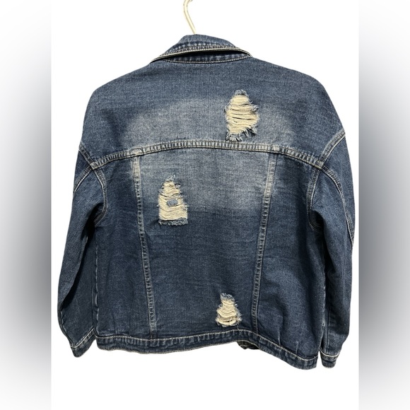 53- ADLLMAS Distressed Denim Jacket - Picture 2 of 2